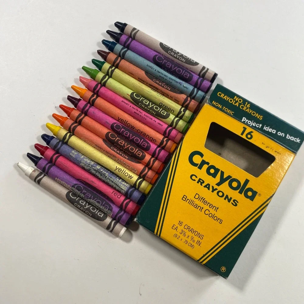 Vintage 1985 Crayola‎ Crayons 16 Count Binney & Smith Made in USA Yellow Box
